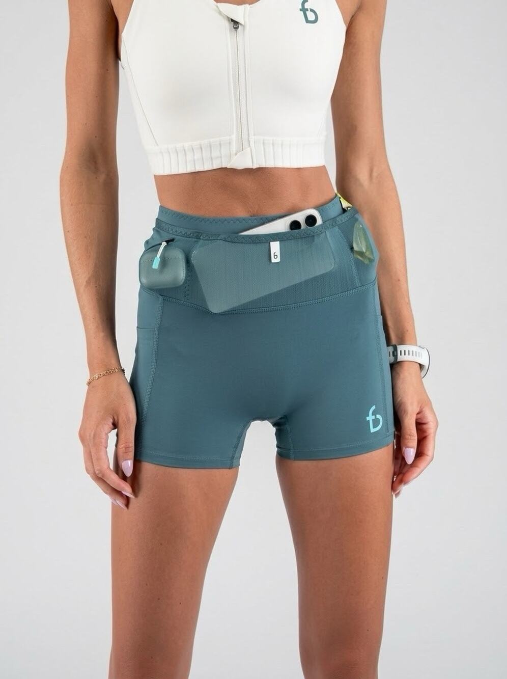FlipBelt 3” Ouray Compression Shorts M Teal